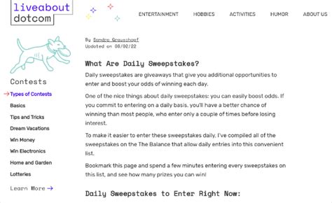 liveabout daily sweepstakes
